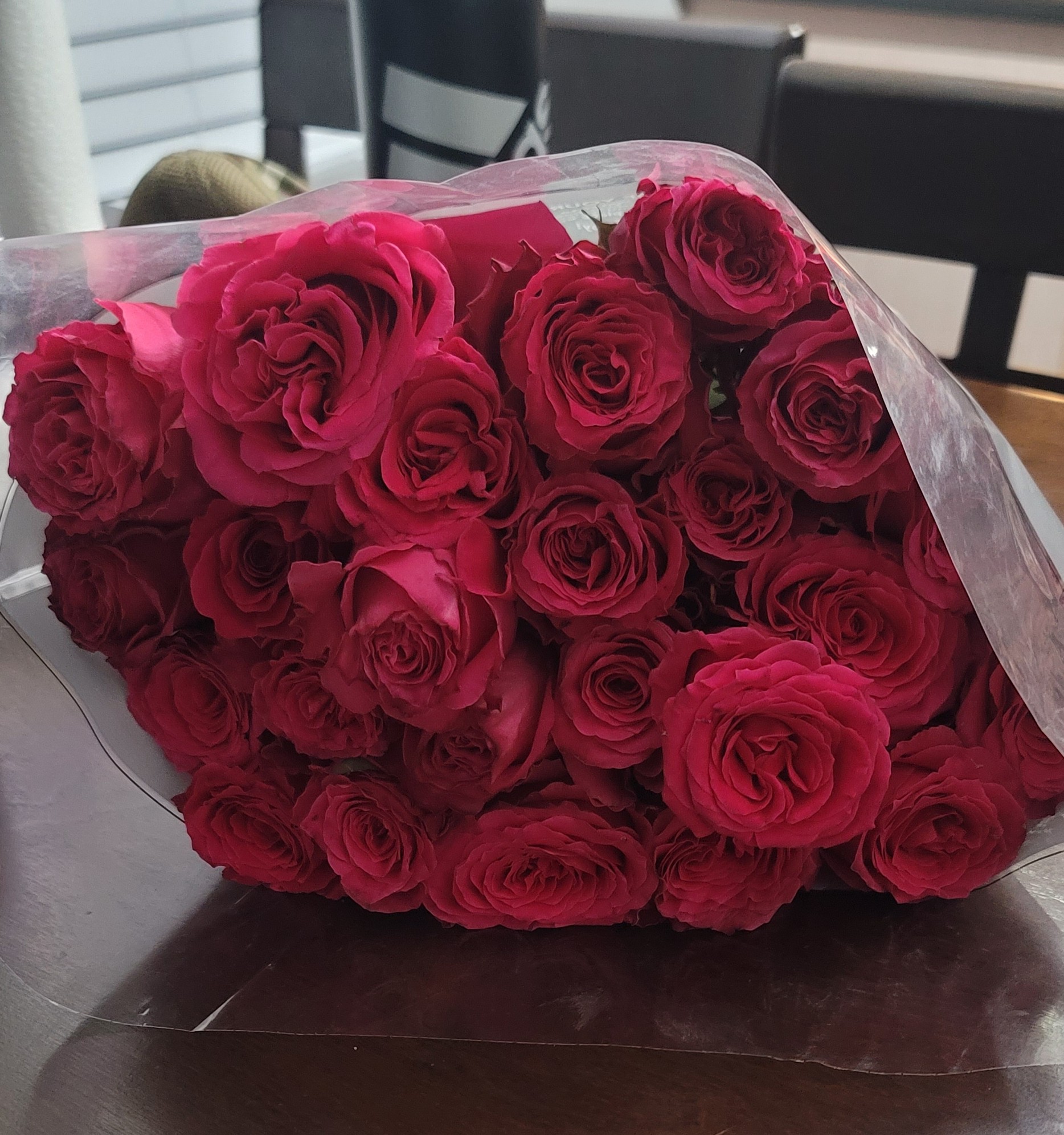 Bouquet of roses from a student